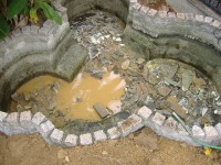 コンクリート池　錦鯉,池作り　解体