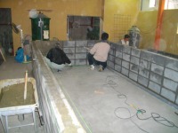 コンクリート池 錦鯉,池作り 左官