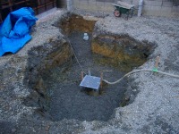 錦鯉 和風池,集水ピット 施工