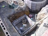 錦鯉池 沈殿槽,庭池 施工