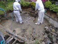 錦鯉池 改修,池 取り壊し