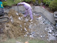 錦鯉池 改修,池 解体