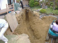 錦鯉池 改修,庭池 低水配管