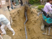 庭池 改修,錦鯉池 低水配管