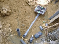 庭池 改修,錦鯉池 低水配管