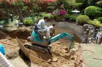 池 リフォーム,錦鯉池 改修,庭池 施工