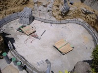 池 リフォーム,錦鯉池 ブロック積み