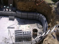 池 リフォーム,錦鯉池 ブロック積み