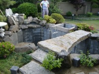 庭池 リフォーム,庭池 石組み,白石御影