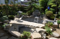 庭池 リフォーム,庭池 石組み,白石御影