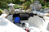 庭池 リフォーム,庭池 池用塗料塗り