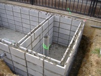 コンクリート池 錦鯉,池作り ブロック積み