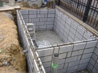 コンクリート池 錦鯉,池作り ブロック積み