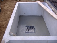 コンクリート池 錦鯉,池作り モルタル塗り