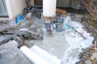 庭池 防水工事,庭池 FRP防水,池 水漏れ