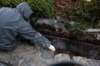 庭池 防水工事,庭池 FRP防水,池 水漏れ