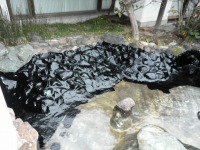 庭池 防水工事,庭池 FRP防水,池 水漏れ