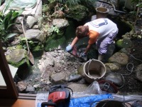 池 リフォーム,錦鯉池 改修,庭池 施工