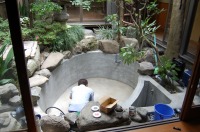 池 リフォーム,錦鯉池 改修,庭池 左官