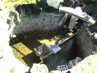 池 リフォーム,錦鯉池 改修,庭池 集水ピット