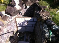 池 リフォーム,錦鯉池 改修,庭池 沈殿槽