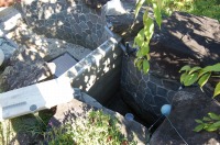 池 リフォーム,錦鯉池 改修,庭池 沈殿槽