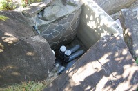 池 リフォーム,錦鯉池 改修,庭池 沈殿槽