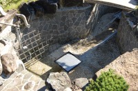 池 リフォーム,錦鯉池 改修,庭池 集水ピット