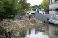 庭池 掃除,錦鯉池 清掃,庭池 高圧水洗い