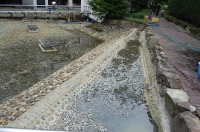 庭池 掃除,錦鯉池 清掃,庭池 高圧水洗い