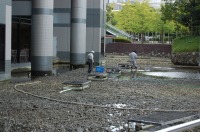 庭池 掃除,錦鯉池 清掃,庭池 高圧水洗い