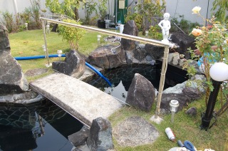 池 リフォーム,錦鯉池 改修,庭池 工事