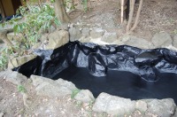 庭池 防水工事,庭池 FRP防水,池 水漏れ