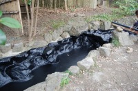 庭池 防水工事,庭池 FRP防水,池 水漏れ