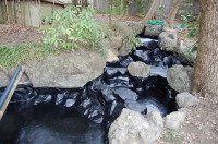 庭池 防水工事,庭池 FRP防水,池 水漏れ