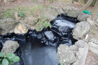 庭池 防水工事,庭池 FRP防水,池 水漏れ