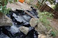 庭池 防水工事,庭池 FRP防水,池 水漏れ