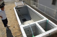 錦鯉 洋風池,洋風池 施工,錦鯉池 左官