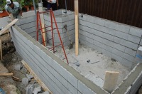 錦鯉 洋風池,洋風池 施工,ウォーターガーデン ブロック積み