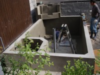 錦鯉 洋風池,洋風池 施工,ウォーターガーデン 左官