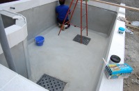 錦鯉 洋風池,洋風池 施工,ウォーターガーデン タイル貼り