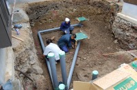 錦鯉 和風池,モダン和風池 施工,錦鯉池 低水配管