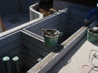 錦鯉 和風池,モダン和風池 施工,錦鯉池 ブロック積み