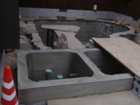 錦鯉 和風池,モダン和風池 施工,錦鯉池 ブロック積み