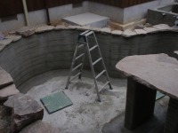 錦鯉 和風池,モダン和風池 施工,錦鯉池 左官