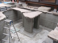 錦鯉 和風池,モダン和風池 施工,錦鯉池 左官