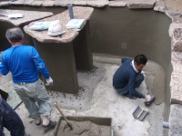 錦鯉 和風池,モダン和風池 施工,錦鯉池 左官