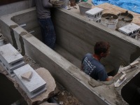 錦鯉 和風池,モダン和風池 施工,錦鯉池 左官