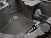 錦鯉 和風池,モダン和風池 施工,錦鯉池 左官