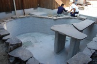 錦鯉 和風池,モダン和風池 施工,錦鯉池 左官